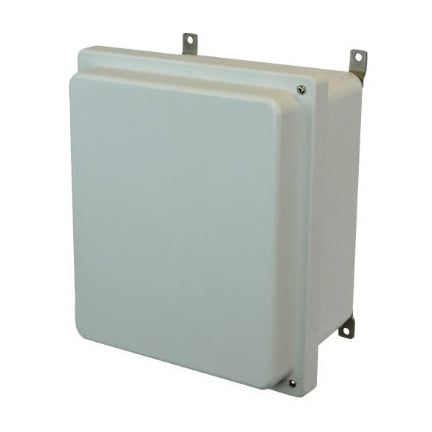 AM1206RH 12x10x6 NEMA 4X Fiberglass Enclosure w/ Raised Hinged Screw Cover