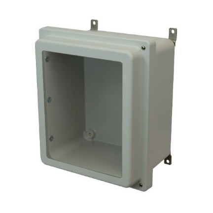 AM1206RHW 12x10x6 NEMA 4X Fiberglass Enclosure w/ Raised Hinged Screw Cover Window