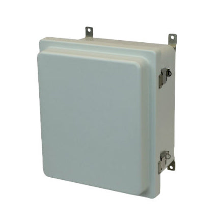 AM1206RL 12x10x6 NEMA 4X Fiberglass Enclosure w/ Raised Quick-Release Latch Hinged Cover