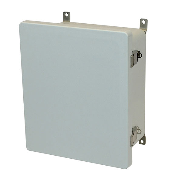 AM1426L 14x12x6 NEMA 4X Fiberglass Enclosure w/ Quick-Release Latch Hinged Cover