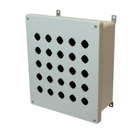 AM1426P25 14x12x6 NEMA 4X Fiberglass Enclosure w/ Lift-Off Screw Cover 25 PB Cutouts 30.5MM
