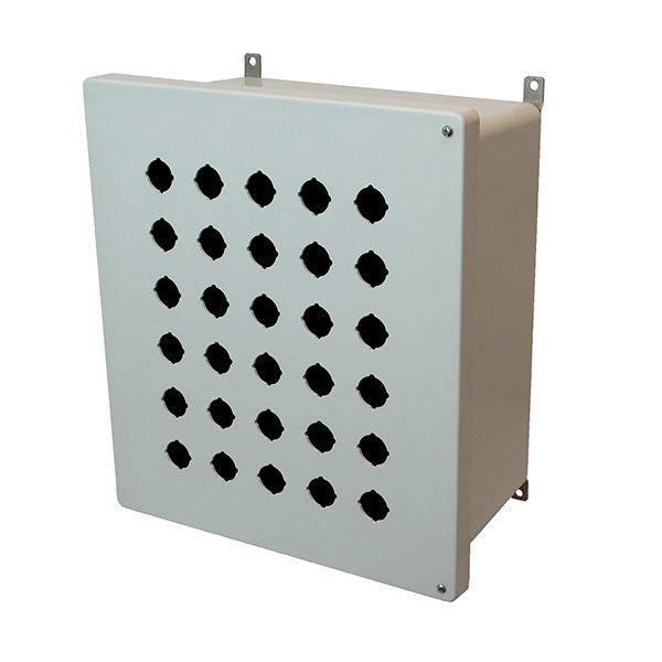 AM1648HP30 16x14x8 NEMA 4X Fiberglass Enclosure w/ Hinged Screw Cover 30 PB Cutouts 30.5MM
