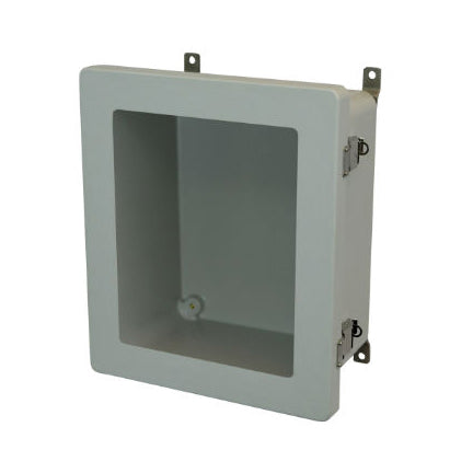 AM1648LW 16x14x8 NEMA 4X Fiberglass Enclosure w/ Quick-Release Latch Hinged Cover Window