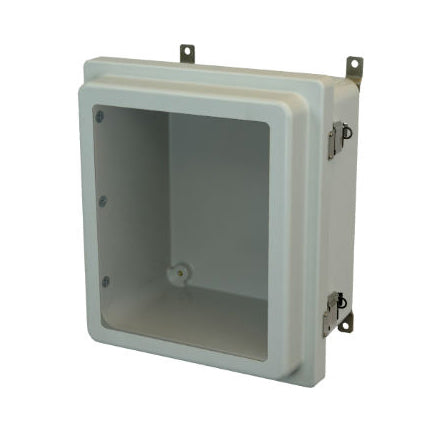 AM1648RLW 16x14x8 NEMA 4X Fiberglass Enclosure w/ Raised Quick-Release Latch Hinged Cover Window