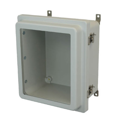 AM1648RTW 16x14x8 NEMA 4X Fiberglass Enclosure w/ Raised Twist Latch Hinged Cover Window