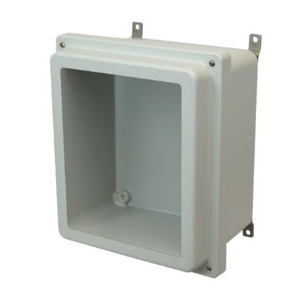 AM1648RW 16x14x8 NEMA 4X Fiberglass Enclosure w/ Raised Lift-Off Screw Cover Window