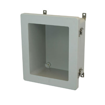 AM1648TW 16x14x8 NEMA 4X Fiberglass Enclosure w/ Twist Latch Hinged Cover Window