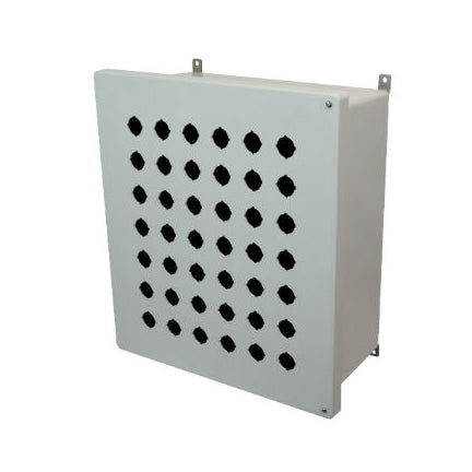 AM1868HP42 18x16x8 NEMA 4X Fiberglass Enclosure w/ Hinged Screw Cover 42 PB Cutouts 30.5MM