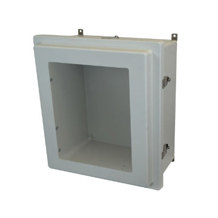 AM1868RLW 18x16x8 NEMA 4X Fiberglass Enclosure w/ Raised Quick-Release Latch Hinged Cover Window