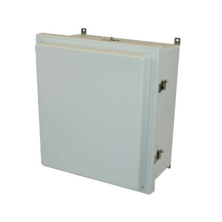 AM1868RT 18x16x8 NEMA 4X Fiberglass Enclosure w/ Raised Twist Latch Hinged Cover