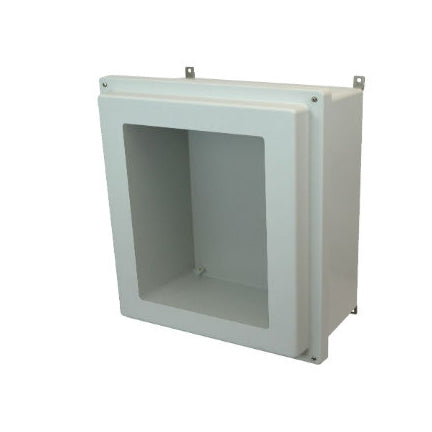 AM1868RW 18x16x8 NEMA 4X Fiberglass Enclosure w/ Raised Lift-Off Screw Cover Window