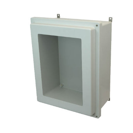 AM2068RHW 20x16x8 NEMA 4X Fiberglass Enclosure w/ Raised Hinged Screw Cover Window