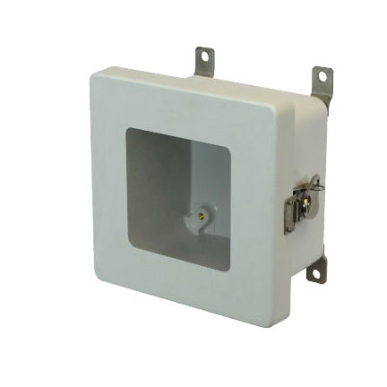 AM664TW 6x6x4 NEMA 4X Fiberglass Enclosure w/ Twist Latch Hinged Cover Window