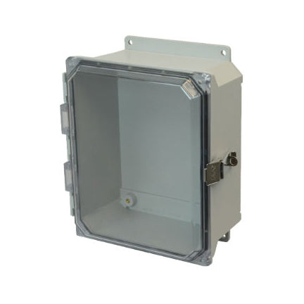 AMU1084CCLF 10x8x4 NEMA 4X Fiberglass Enclosure w/ Quick-Release Latch Clear Hinged Cover Flange Mount