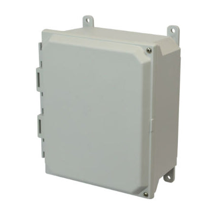 AMU1084H 10x8x4 NEMA 4X Fiberglass Enclosure w/ Hinged Screw Cover Foot Mount