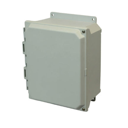 AMU1084HF 10x8x4 NEMA 4X Fiberglass Enclosure w/ Hinged Screw Cover Flange Mount