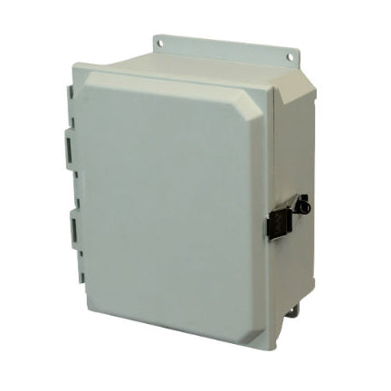 AMU1084LF 10x8x4 NEMA 4X Fiberglass Enclosure w/ Quick-Release Latch Hinged Cover Flange Mount