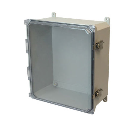 AMU1206CCT 12x10x6 NEMA 4X Fiberglass Enclosure w/ Twist Latch Clear Hinged Cover Foot Mount