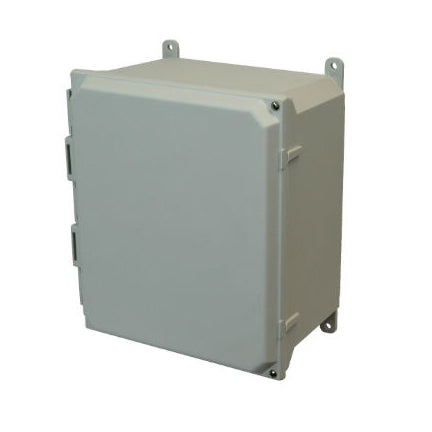 AMU1206H 12x10x6 NEMA 4X Fiberglass Enclosure w/ Hinged Screw Cover Foot Mount