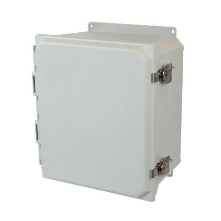 AMU1206TF 12x10x6 NEMA 4X Fiberglass Enclosure w/ Twist Latch Hinged Cover Flange Mount