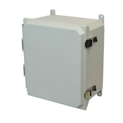 AMU1426L 14x12x6 NEMA 4X Fiberglass Enclosure w/ Quick-Release Latch Hinged Cover Foot Mount