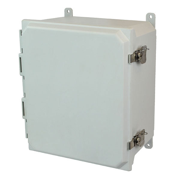 AMU1648T 16x14x8 NEMA 4X Fiberglass Enclosure w/ Twist Latch Hinged Cover Foot Mount