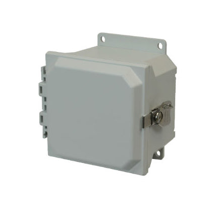 AMU664TF 6x6x4 NEMA 4X Fiberglass Enclosure w/ Twist Latch Hinged Cover Flange Mount