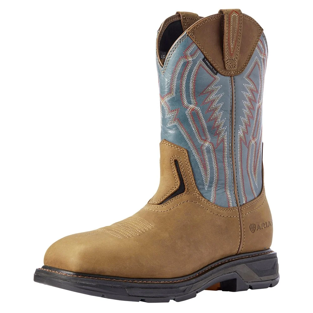 Ariat Men’s Workhog TX Dare Aged Bark 11in. Steel Blue Top Soft Toe Work Boot