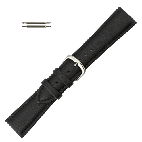 Hadley Roma 20mm Vegan Black Microfiber Watch Band 7 1/2 Inch Length