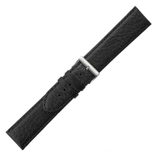 26mm Watch Band Black Distressed Leather 9 Inch Length