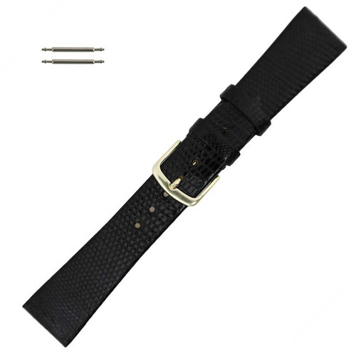 Hadley Roma 18mm GenuineLizard Black Watch Strap 6 5/8 Inch Length