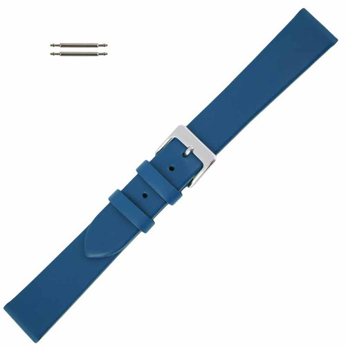 Blue Watch Band 18mm Leather Smooth Calf 8 1/4 Inch Length