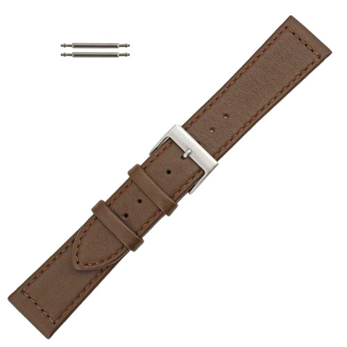 Flat Watch Band 22mm Classic CalfBrown Leather 7 5/8Inch Length