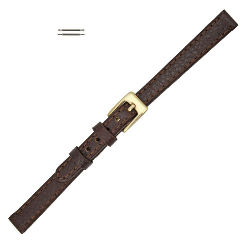 Leather Watch Strap 8mmBrown Polished Calf Flat Style 6 3/4 Inch Length
