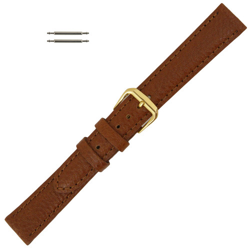 Leather Watch Strap 14mm Light Brown Polished Calf Style 6 3/4 Inch Length