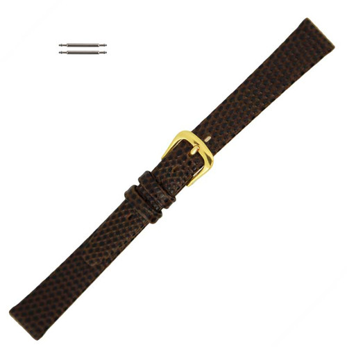 8mm Watch Band Brown Leather Lizard Grain 6 3/4 Inch Length