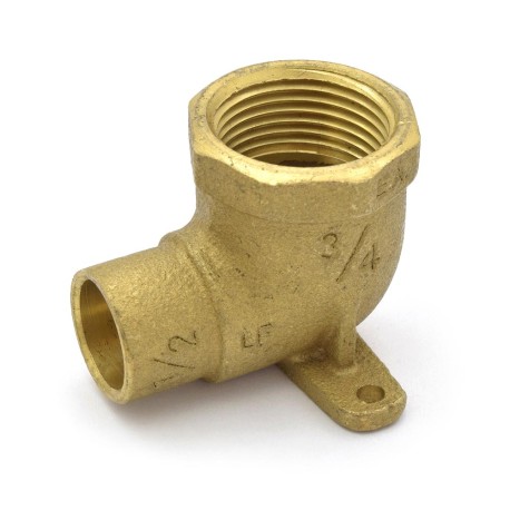 3/4" x 1/2" (FPT x C) Cast Brass Drop Ear Elbow, Lead-Free