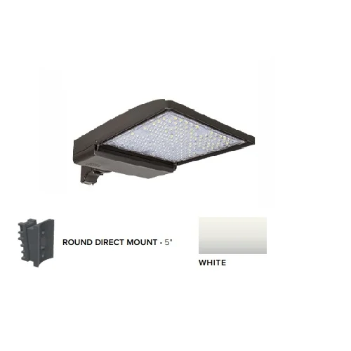 ESL Vision 320W LED Shoebox Area Light w/ 5″ Round Pole Mount, 0-10V Dim, 43894 lm, 3000K, Black