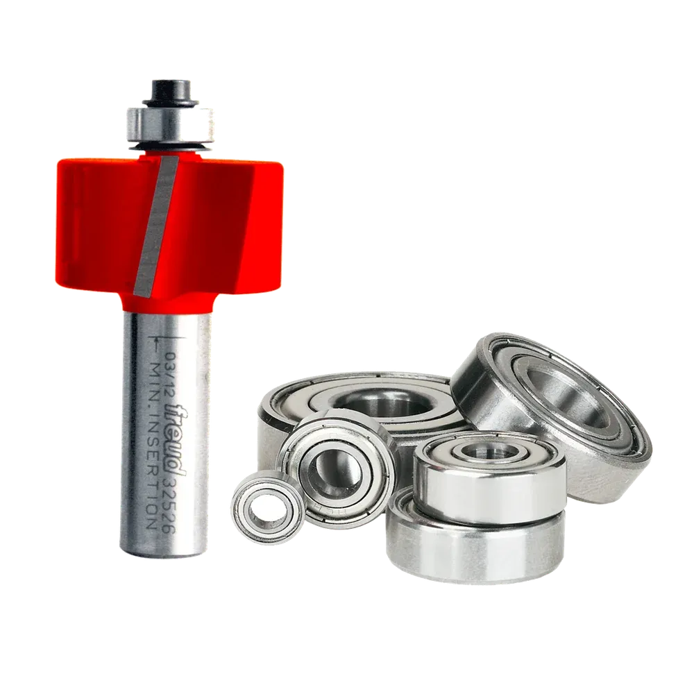 Freud 32-526 flush, 1/8″, 1/4″, 5/16″, 3/8″, 7/16″, 1/2″ Depth Rabbeting Bit with Bearings Set (Shank dia. 1/2″)