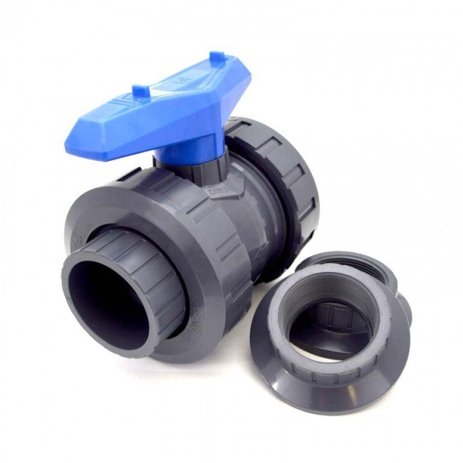 1-1/2" Flui-PRO Series 2 PVC True Union Ball Valve - Socket & Threaded Ends
