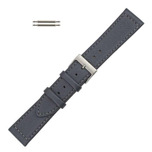 Flat Watch Band 22mm Classic CalfGrey Leather 7 5/8Inch Length