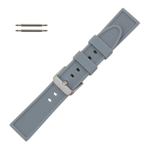 Silicone Watch Band Grey 20mm Sport Rubber Watch Band 7 7/8 Inch Length