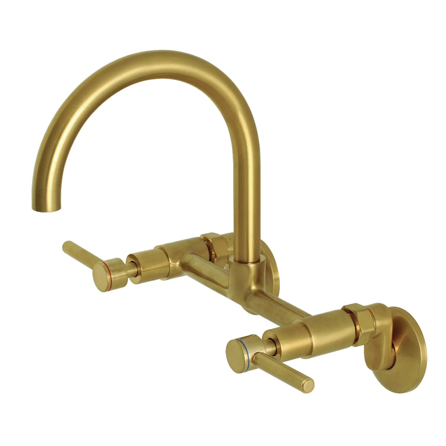 Kingston Brass Concord 8-Inch Adjustable Center Wall Mount Kitchen Faucet, Brushed Nickel