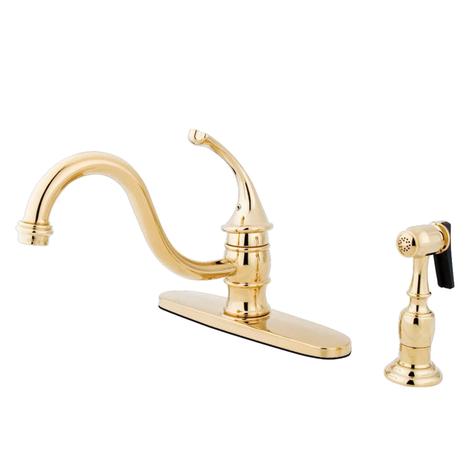 Kingston Brass KB3572GLBS Georgian 8″ Centerset Kitchen Faucet with Brass Sprayer, Polished Brass