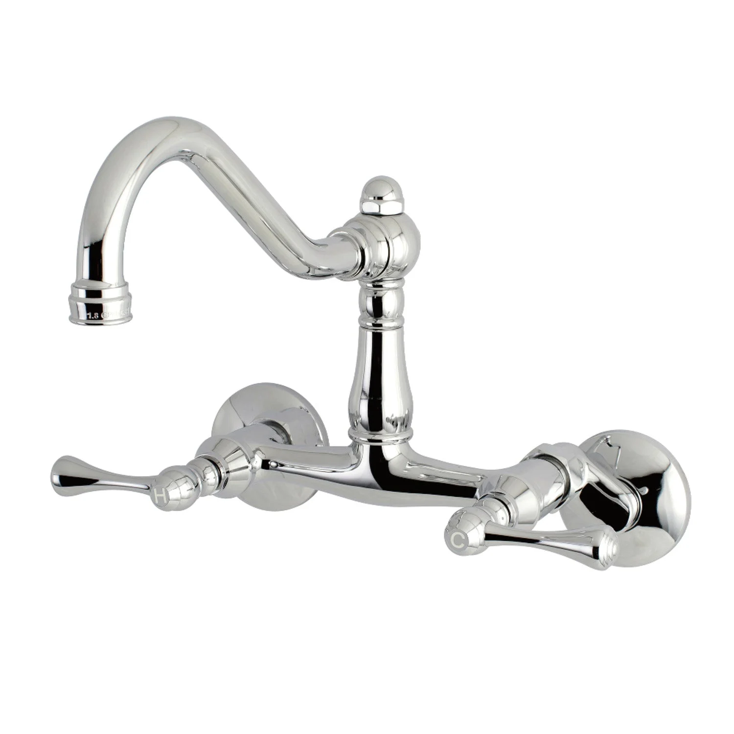 Kingston Brass KS3221BL Vintage 6″ Adjustable Center Wall Mount Kitchen Faucet, Polished Chrome