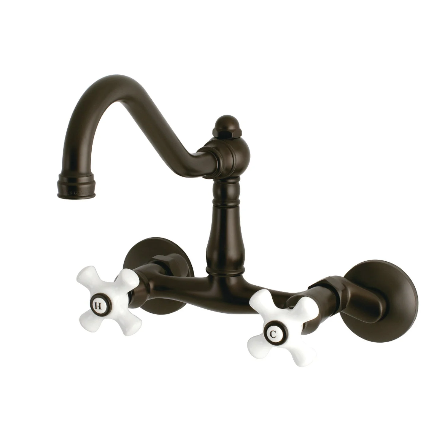 Kingston Brass KS3225PX Vintage 6″ Adjustable Center Wall Mount Kitchen Faucet, Oil Rubbed Bronze