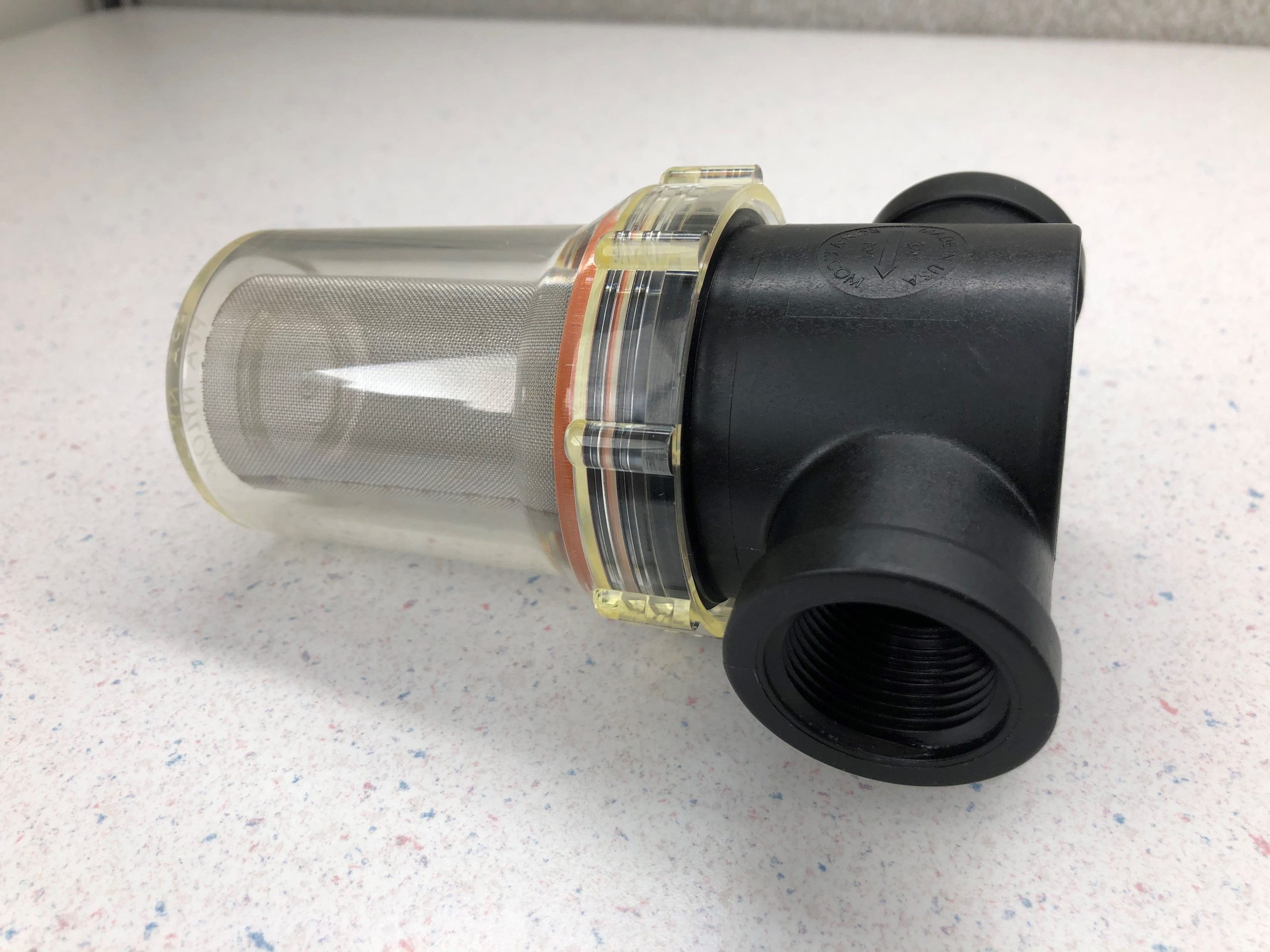 LINE STRAINER, 3 /4 FEMALE, EPDM, 50 MESH, CLEAR BOWL