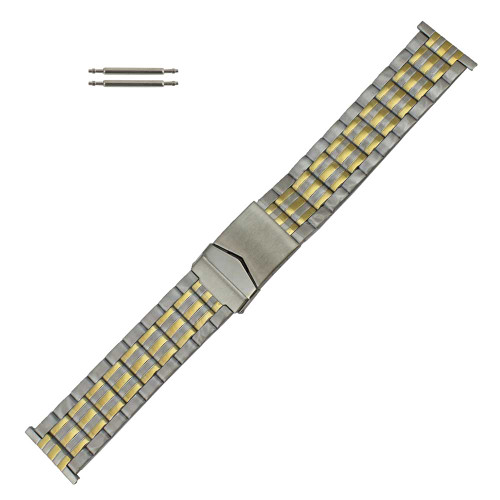 24mm Metal Watch Band Two Tone Stainless Steel 7 5/8 Inch Length