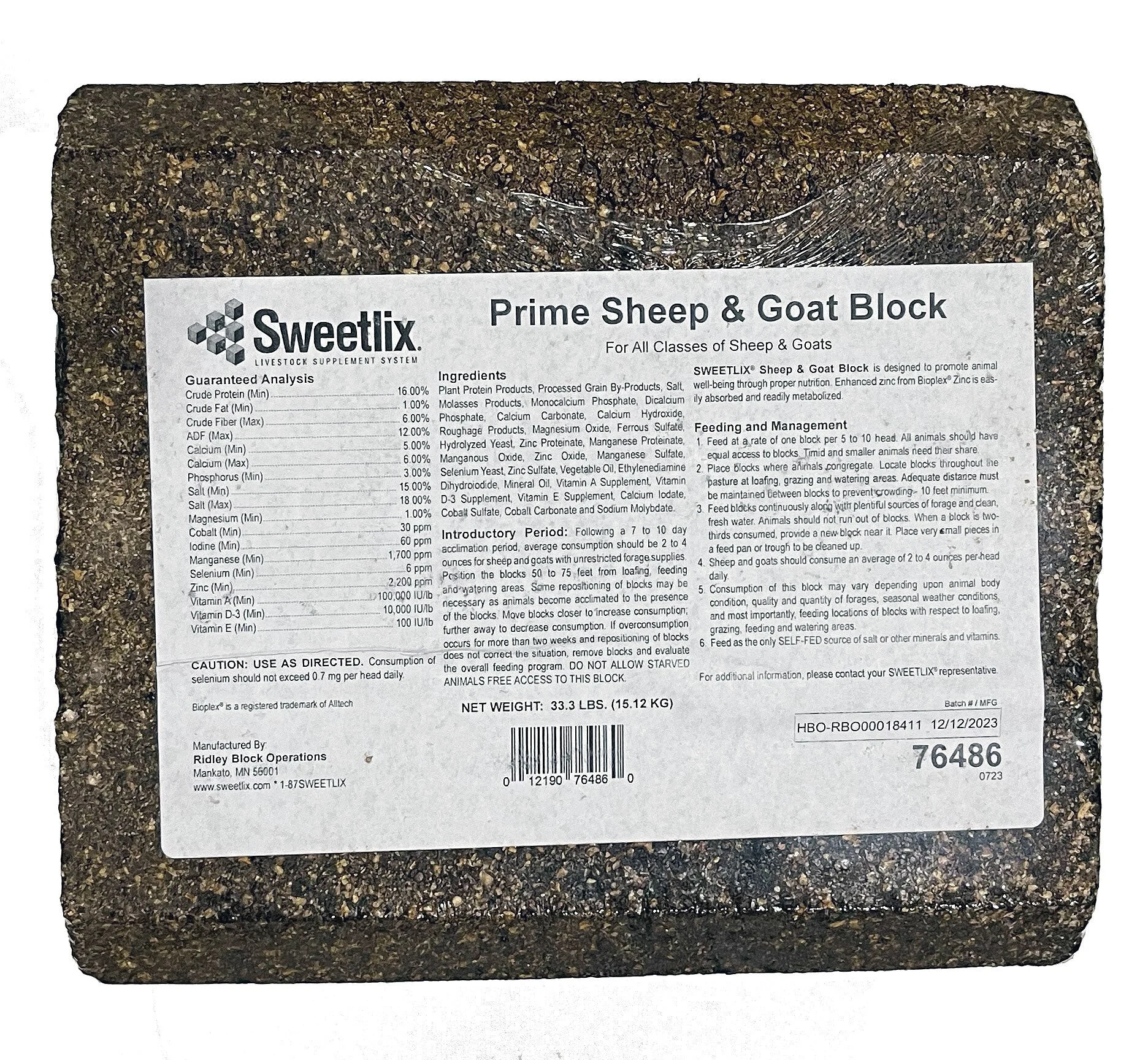 PRIME SHEEP & GOAT BLOCK 33.3 LB