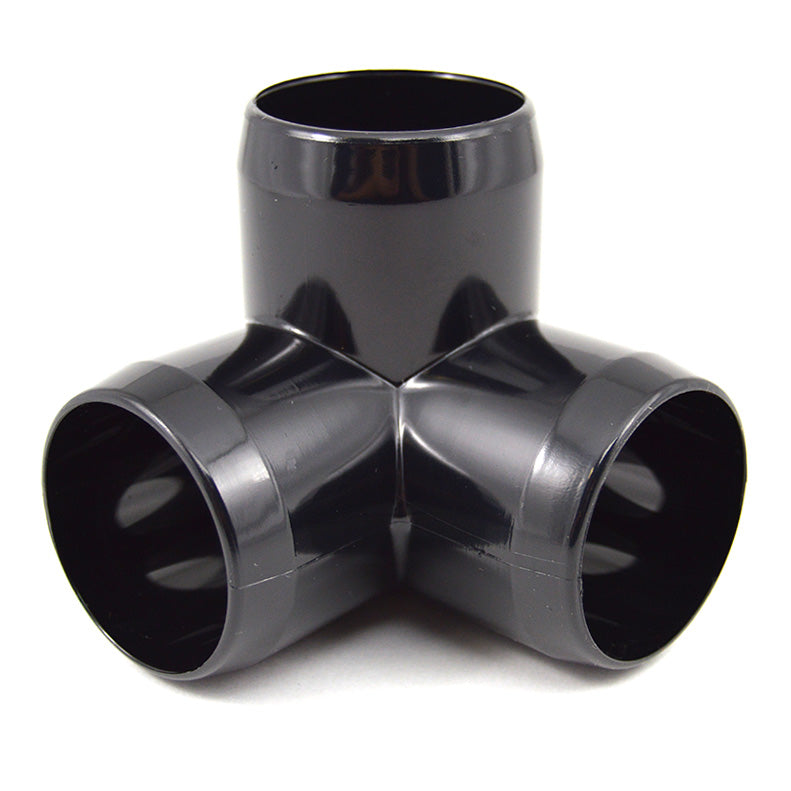 1-1/4" 3-Way PVC Furniture Fitting - Black